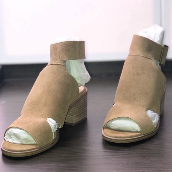 Sole Society Honey Suede Block Heel Sandals High Ankle Strap & Cutout Sz 7M BNIB - Picture 7 of 11